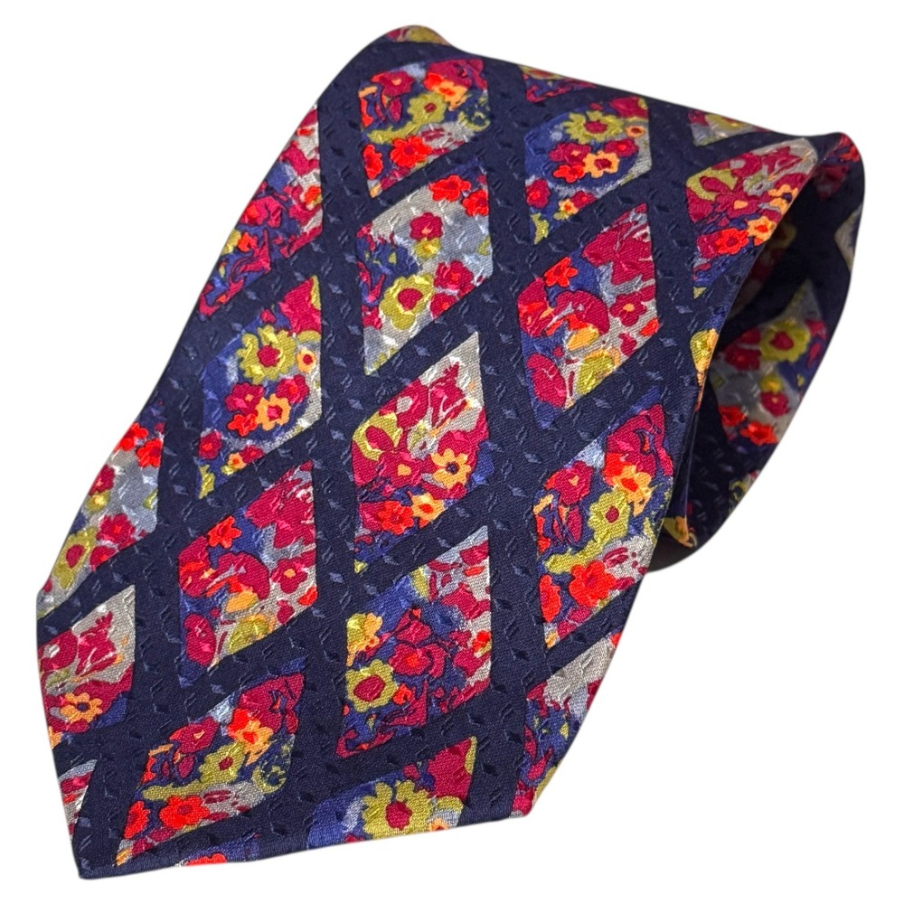 Sazzari Made in Italy‎ Floral Diamond Necktie - Men's Designer Tie